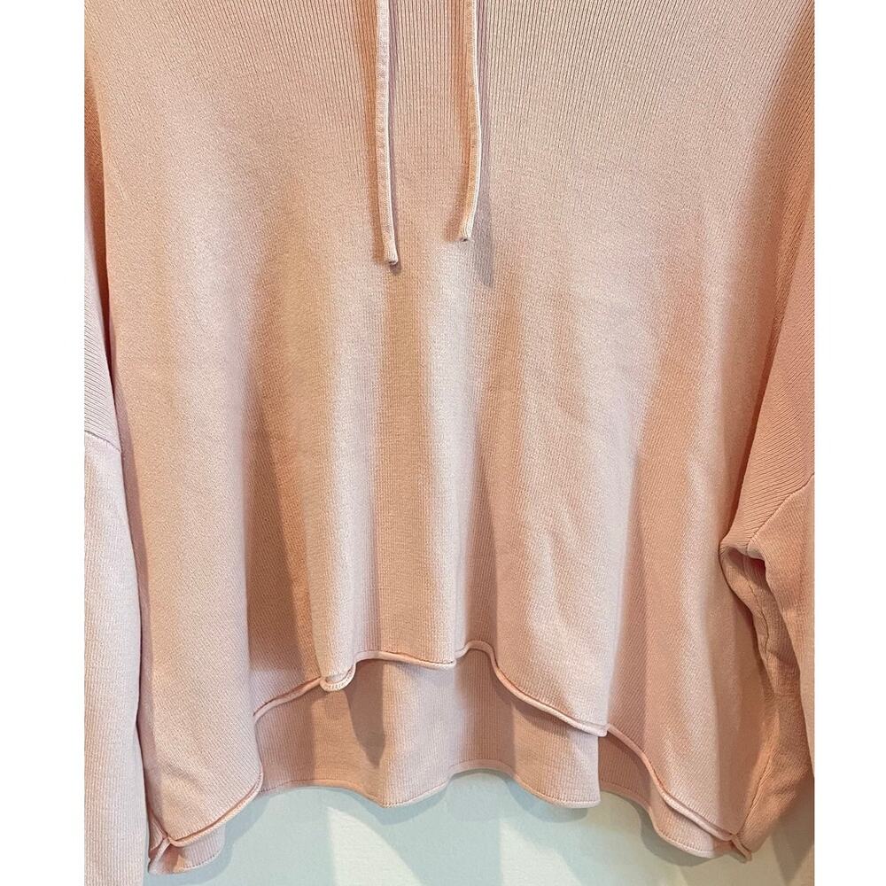 Zara Soft Knit Cropped Hoodie Sweater Light Pink Pastel Size M - Picture 5 of 8